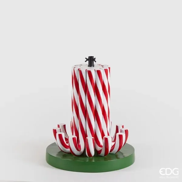 EDG Enzo De Gasperi Base Albero Natale Pino Candycane H 45 Cm D 42 Cm Verde Rosso