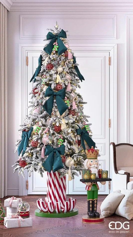 EDG Enzo De Gasperi Base Albero Natale Pino Candycane H 45 Cm D 42 Cm Verde Rosso - immagine 2