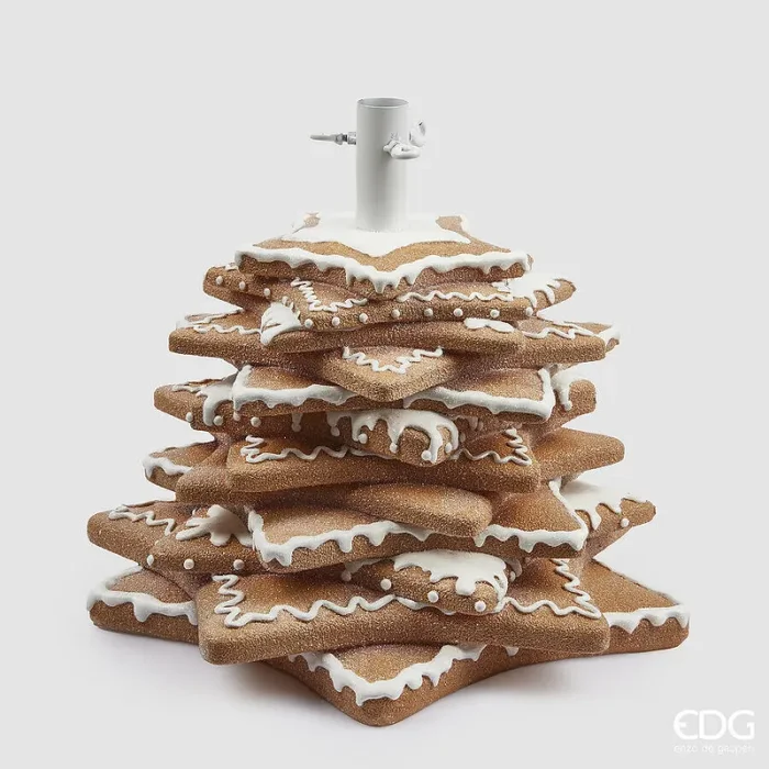 EDG Enzo De Gasperi Base per Albero Natale Pino Biscotto Marzapane H 40 Cm D 44 Cm Hazelnut