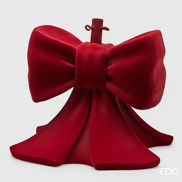 EDG_Enzo De Gasperi Base per Albero Natale Pino Fiocco Velluto H 57 Cm L 50 Cm L 50 Cm Burgundy