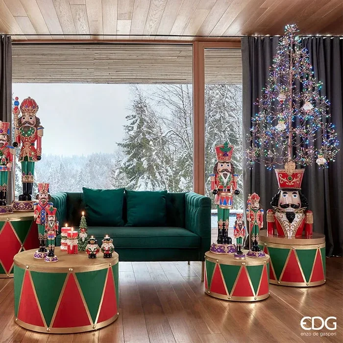 EDG Enzo De Gasperi Base per Albero Natale Soldatino per Pino H 66 Cm D 60 Cm Rosso Oro - immagine 2