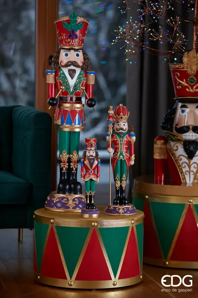 EDG Enzo De Gasperi Base per Albero Natale Soldatino per Pino H 66 Cm D 60 Cm Rosso Oro - immagine 3