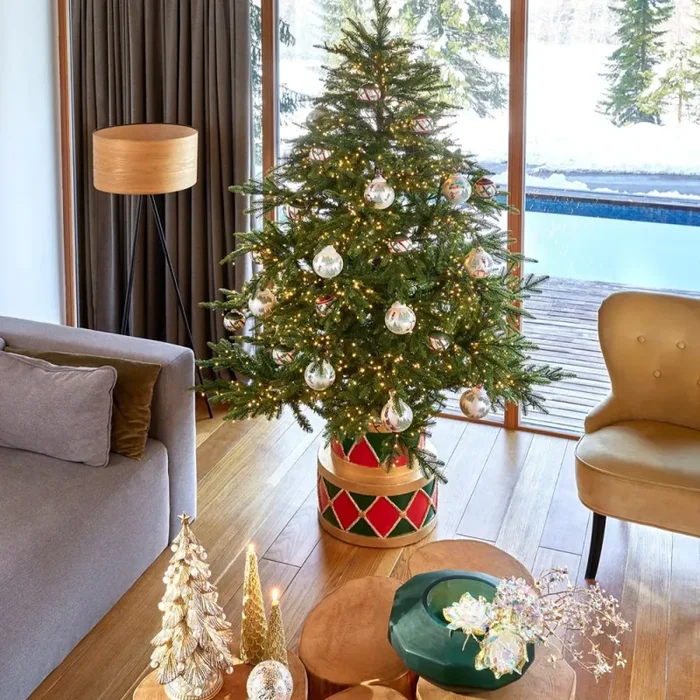 EDG_Enzo De Gasperi Base per Albero Natale Tamburo per Pino H 49 Cm D 45 Cm 19 Kg Verde Rosso In saldo - immagine 2