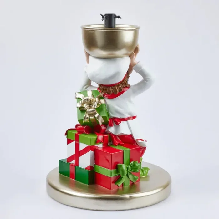 EDG Enzo De Gasperi Base per Pino Albero di Natale Elfo Cuoco H 65 Cm 40 x 40 Cm Green Red - immagine 2