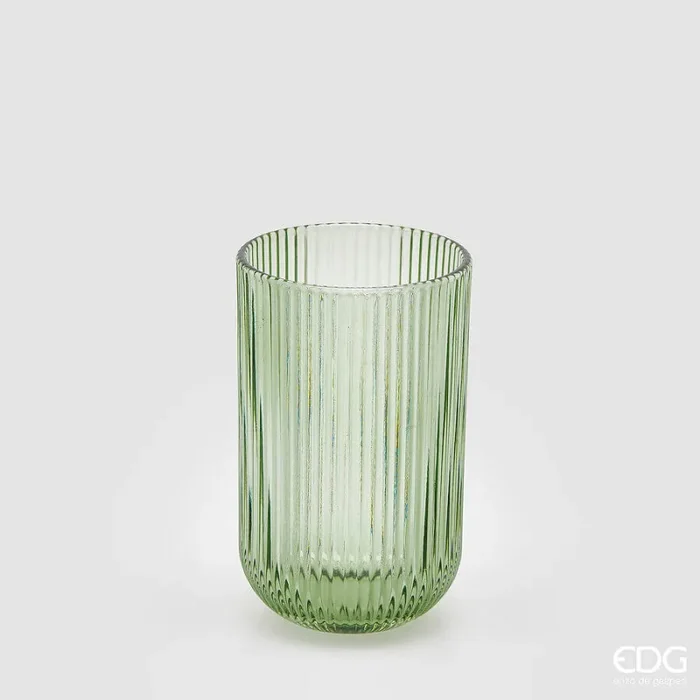 EDG Enzo De Gasperi Bicchiere Righe Tumbler H 12 Cm D 8 Cm 4 Pz Green