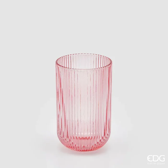 EDG Enzo De Gasperi Bicchiere Righe Tumbler H 12 Cm D 8 Cm 4 Pz Pink