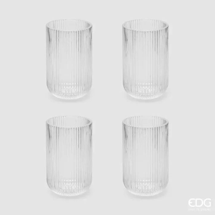 EDG Enzo De Gasperi Bicchiere Righe Tumbler H 12 Cm D 8 Cm 4 Pz Vendita online