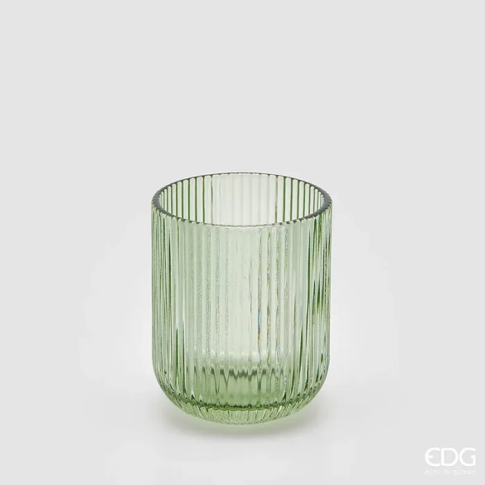 EDG Enzo De Gasperi Bicchiere Righe Tumbler H 9 Cm D 7 Cm 4 Pz Green