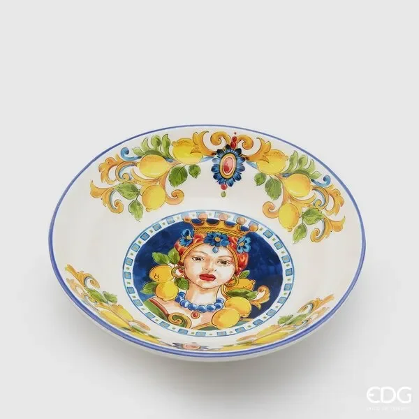 EDG Enzo De Gasperi Caltagirone Piatto Fondo H 5 Cm D 23 Cm