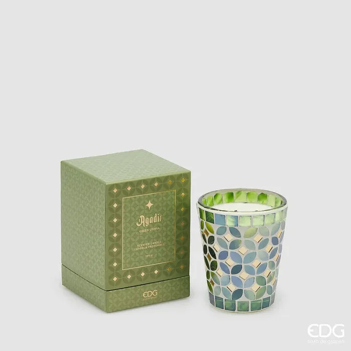 EDG Enzo De Gasperi Candela Agadir con Profumo 360 Gr H 12 Cm D 10,5 Cm Green Utopia In saldo