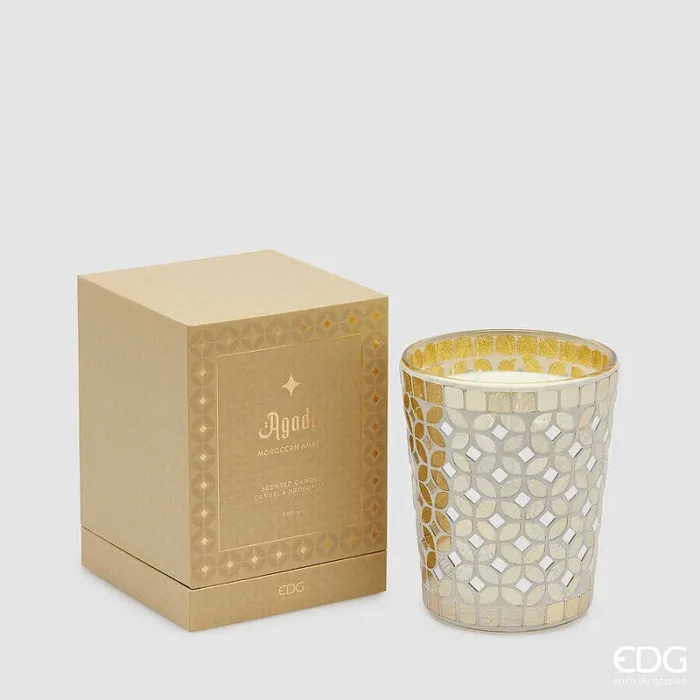 EDG Enzo De Gasperi Candela Agadir con Profumo 900 Gr H 16 Cm D 13 Cm Ambra Marocchina