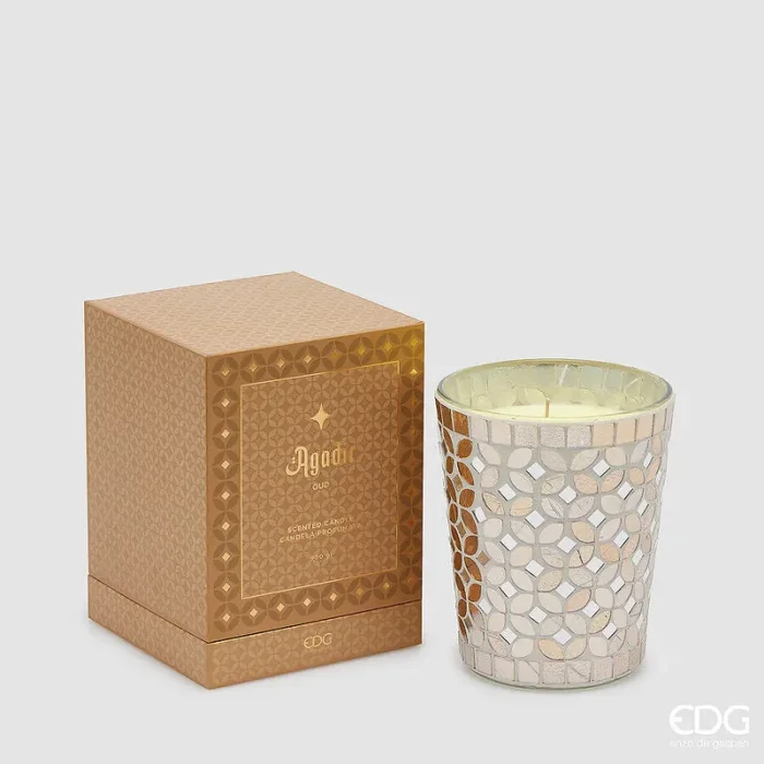 EDG Enzo De Gasperi Candela Agadir con Profumo 900 Gr H 16 Cm D 13 Cm Oud