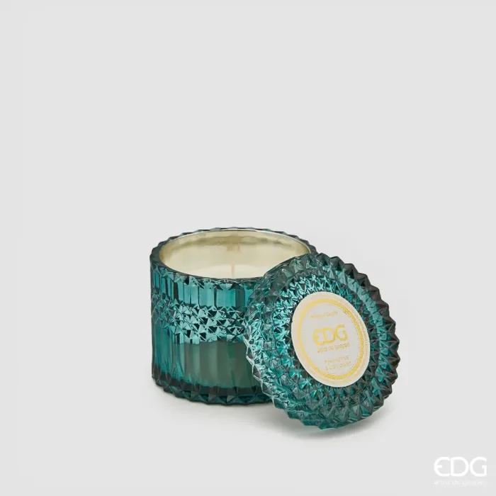 EDG Enzo De Gasperi Candela Crystal con Vaso + Scatola Regalo H 10,5 cm D 10,5 cm Teal