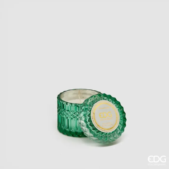 EDG Enzo De Gasperi Candela Crystal con Vaso + Scatola Regalo H 8,5 cm D 9 cm 160gr Verde Fornitura