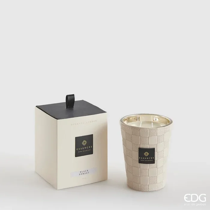 EDG Enzo De Gasperi Candela Cuir con Profumo H 12 Cm 360 Gr Black Forest Scatola Regalo