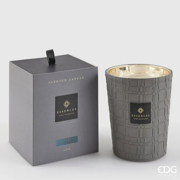 EDG Enzo De Gasperi Candela Cuir con Profumo H 18 Cm 1.400 Gr Black Pepper Scatola Regalo