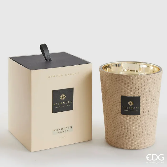 EDG Enzo De Gasperi Candela Cuir con Profumo H 18 Cm 1.400 Gr Moroccan Amber Scatola Regalo