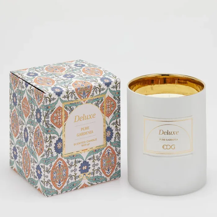 EDG Enzo De Gasperi Candela Deluxe con Profumo H 18 Cm D 15 Cm Pure Gardenia Scatola Regalo