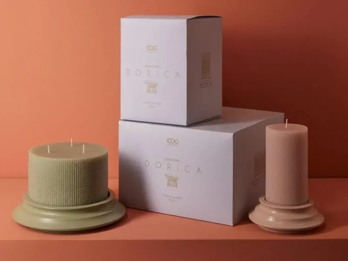 EDG Enzo De Gasperi Candela Dorica con Piatto H 10 Cm D 15 Cm Lavender - immagine 2