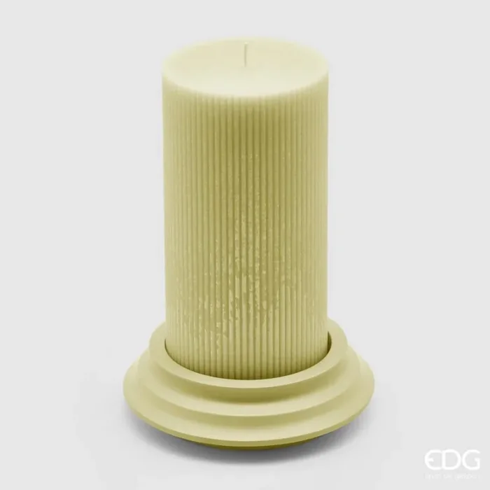 EDG Enzo De Gasperi Candela Dorica con Piatto H 20 Cm D 10 Cm Light Yellow