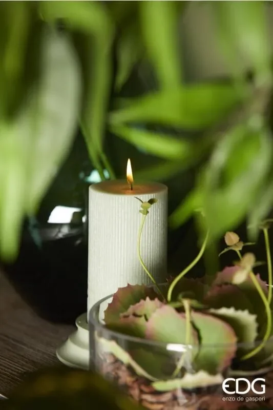 EDG Enzo De Gasperi Candela Dorica con Piatto H 20 Cm D 10 Cm Light Yellow - immagine 2