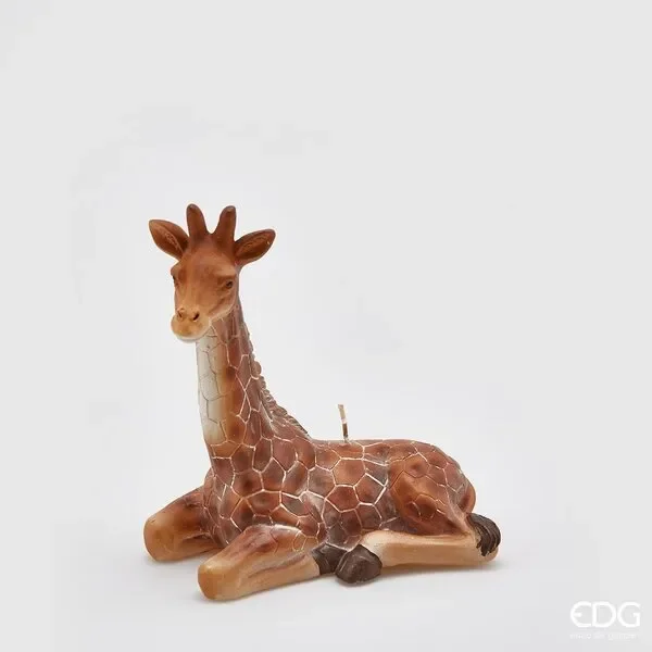 EDG Enzo De Gasperi Candela Giraffa H 16 Cm Marrone e Bianco