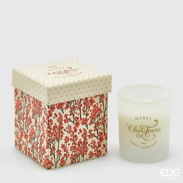 EDG Enzo De Gasperi Candela Natale in Vetro con Scatola Musicale H 9 Cm D 8 Cm Mela e Cannella