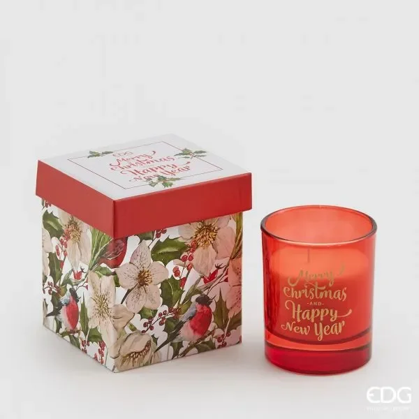 EDG Enzo De Gasperi Candela Natale in Vetro con Scatola Musicale H 9 Cm D 8 Cm White Red In saldo