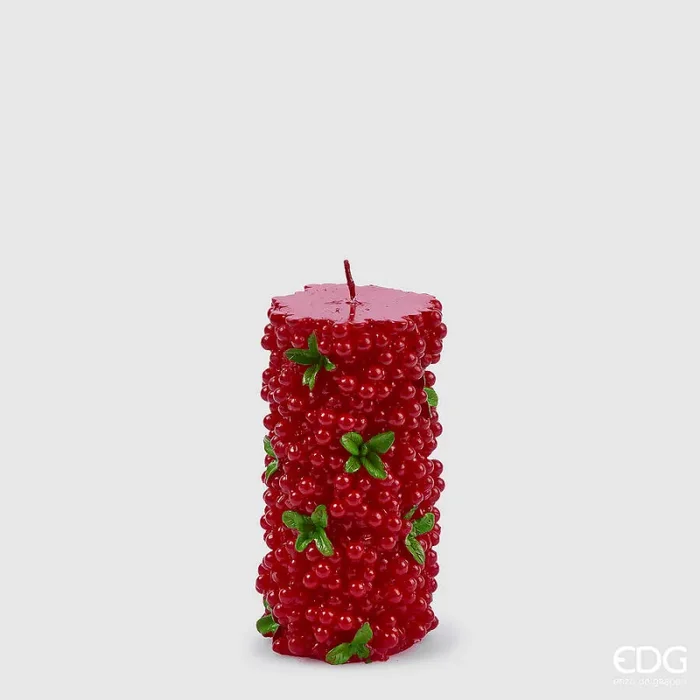 EDG Enzo De Gasperi Candela Natale Moccolo Bacche H 14 Cm D 7 Cm Verde Rosso