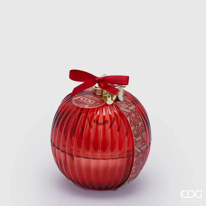 EDG Enzo De Gasperi Candela Natale Sfera con Vetro H 11,5 Cm D 11 Cm Berry Fruit
