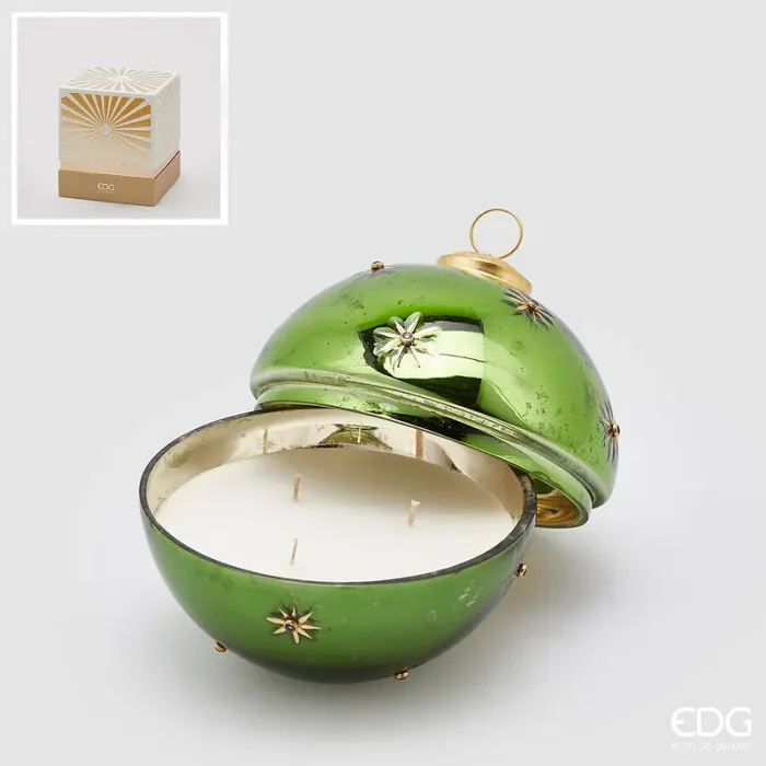 EDG Enzo De Gasperi Candela Sfera con Vetro Stella Natale D 13 Cm Green