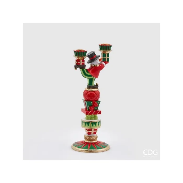 EDG Enzo De Gasperi Candeliere Uomoneve Natale Circo 2 Fiamme H 41 Cm Green Red