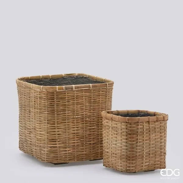 EDG Enzo De Gasperi Cesto Bamboo+Resin Mekong 2pz H30+20 Natural