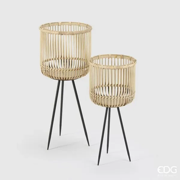 EDG Enzo De Gasperi Cesto Bamboo Tripode 2 Pz Colore Natural Saldi