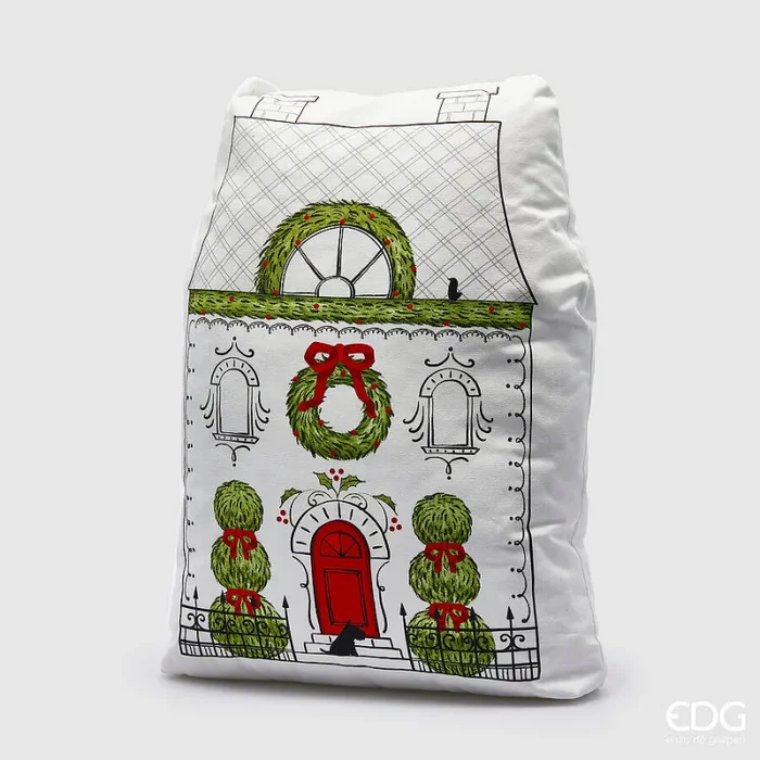 EDG Enzo De Gasperi Cuscino Casetta Natale H 55 Cm L 40 cm L 15 Cm Green Red