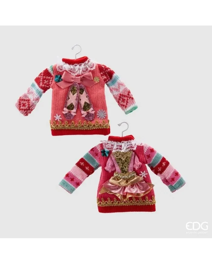 EDG Enzo De Gasperi Decorazione di Natale Maglione Ballerina H 15 Cm Ass. Pink 1 Pz