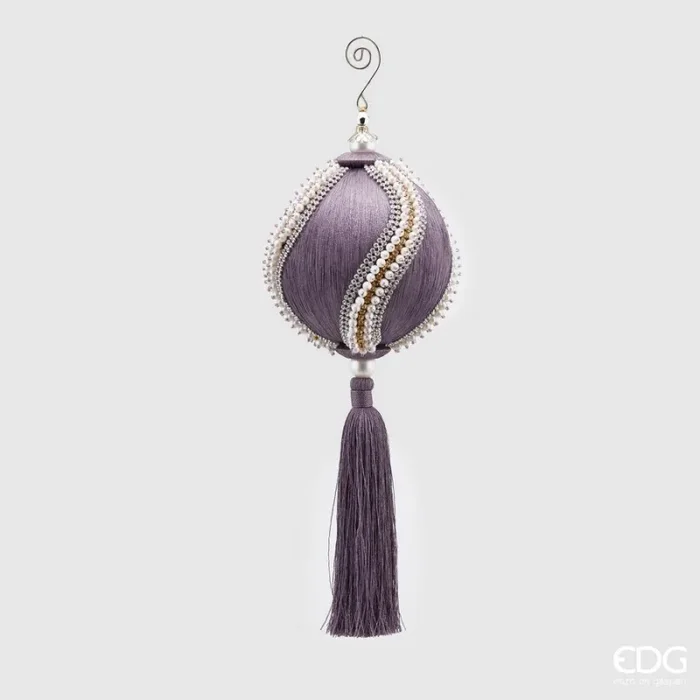 EDG Enzo De Gasperi Decorazione di Natale Nappa Perle H 36 Cm D 12 Cm Lavender