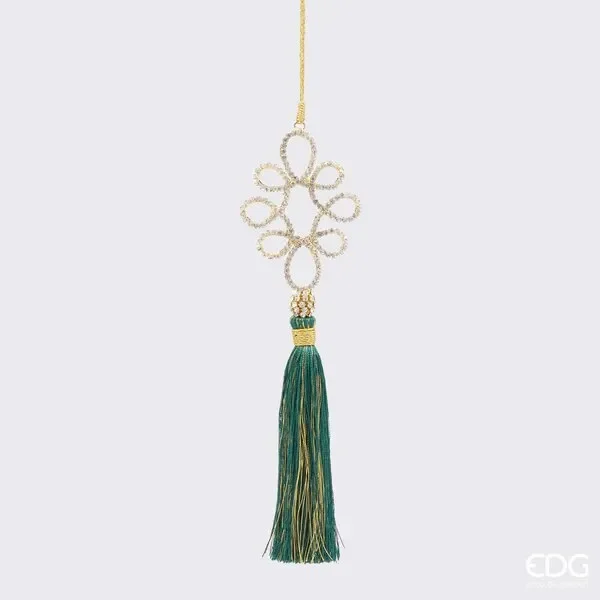 EDG Enzo De Gasperi Decorazione Natale Asole Diamente con Nappa H 21 Cm Green