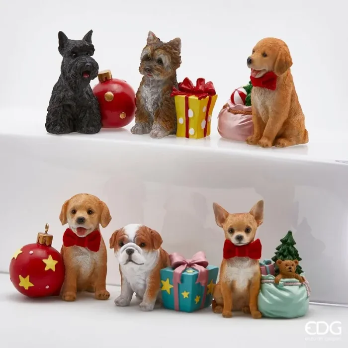 EDG Enzo De Gasperi Decorazione Natale Cane XMas con Decori H 10 Cm Ass. Multicolor 1 Pz