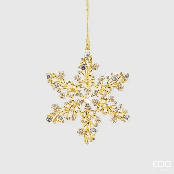 EDG Enzo De Gasperi Decorazione Natale FioccoNeve Gemme Vetro D 10 Cm Gold