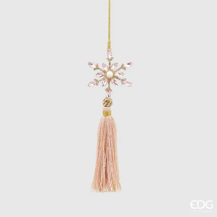 EDG Enzo De Gasperi Decorazione Natale Fiocconeve Perla con Nappa H 21 Cm Pink 1 Pz Saldi
