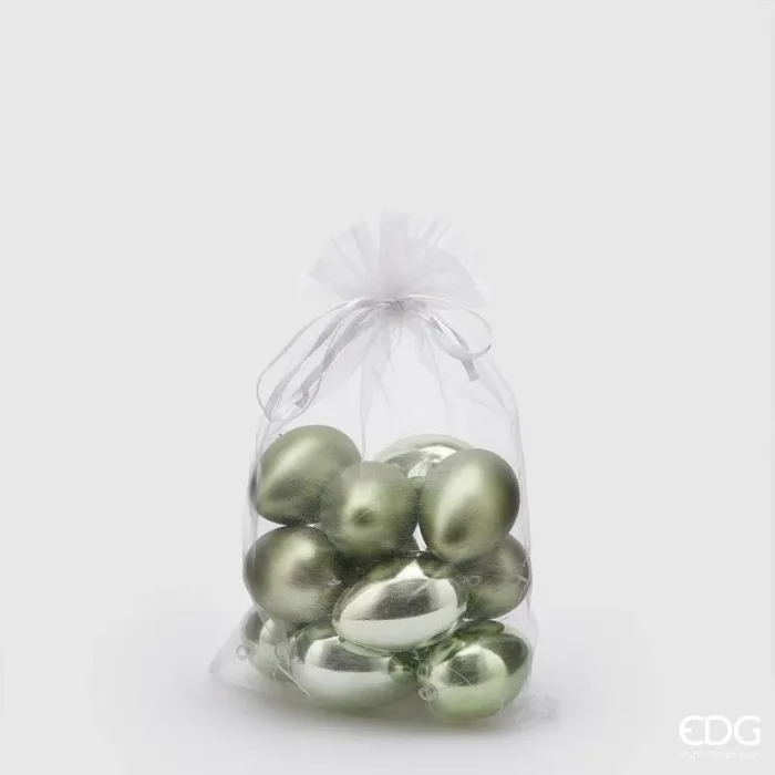 EDG Enzo De Gasperi Decorazione Uovo Chioccia Opaco Lucido Cf 12 Pz H 6 Cm Light Green