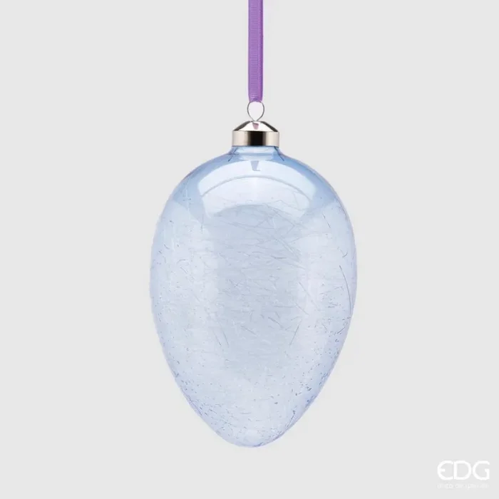 EDG Enzo De Gasperi Decorazione Uovo Vetro H 13,5 Cm D 9,5 Cm Lavanda