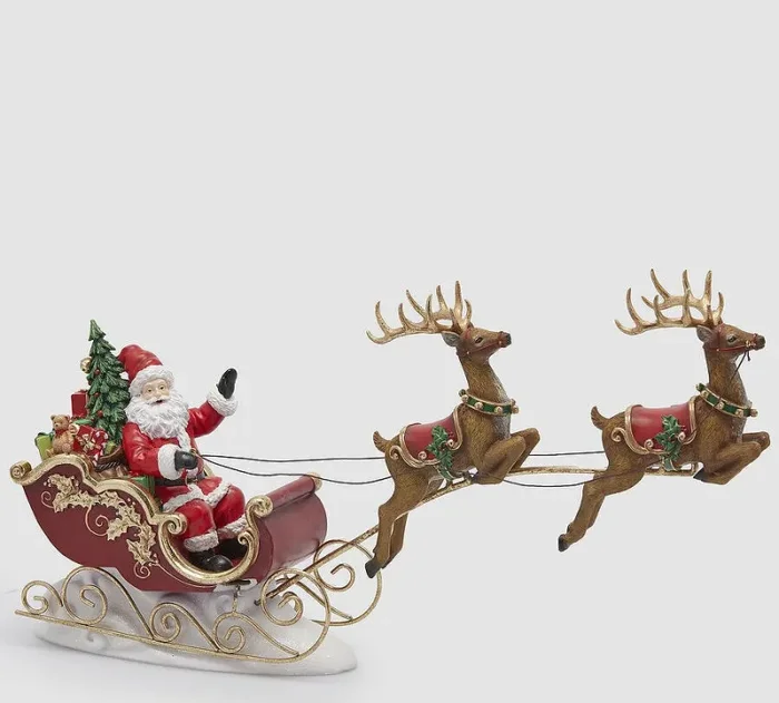 EDG Enzo De Gasperi Decoro Babbo Natale con Slitta H 39 Cm L 57 Cm L 17 Multicolor