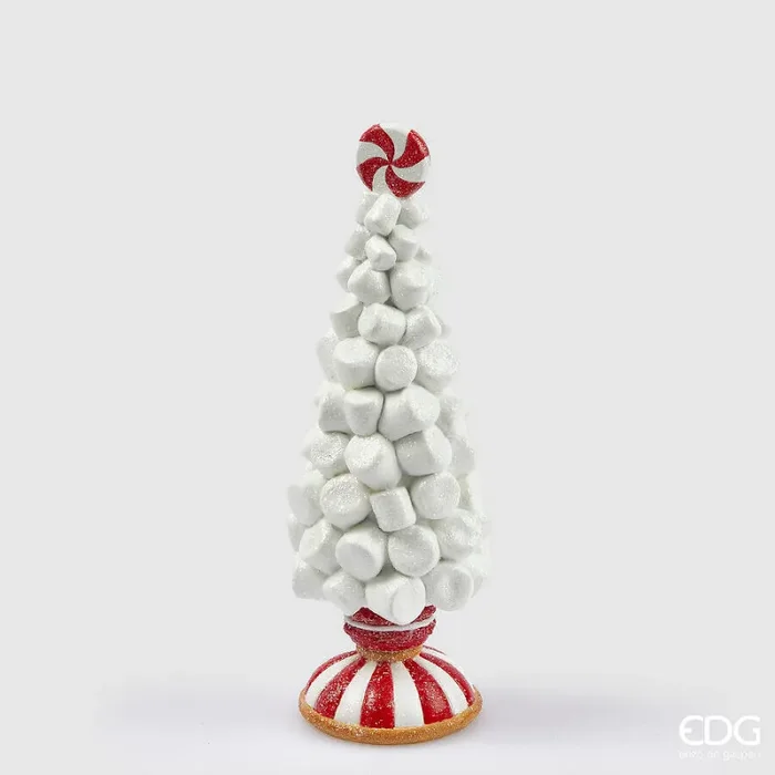 EDG Enzo De Gasperi Decoro di Natale Marshmallow Cono H 30 Cm D 10 Cm White Red