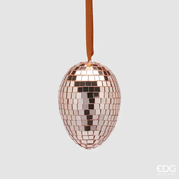 EDG Enzo De Gasperi Decoro Mirror Uovo da Appendere H 10 Cm D 7,5 Cm Salmon