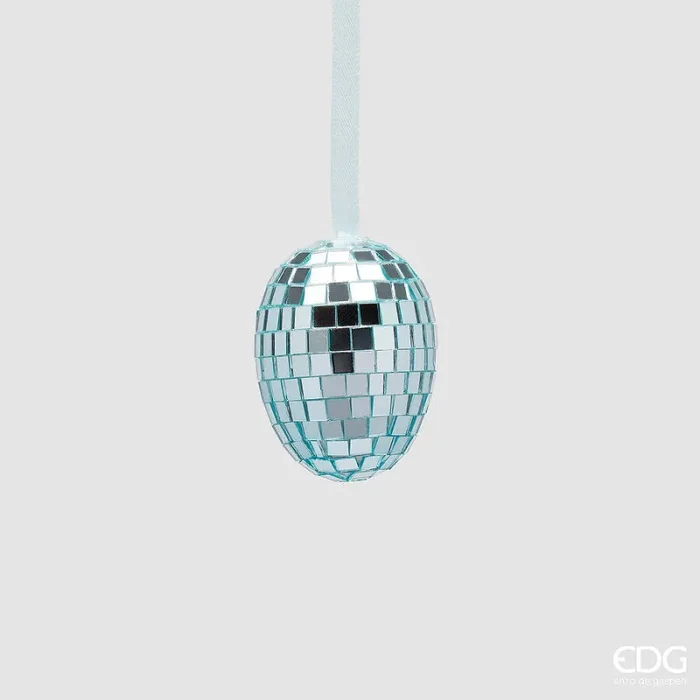 EDG Enzo De Gasperi Decoro Mirror Uovo da Appendere H 6 Cm D 4 Cm Light Blue Cf 8 Pz Vendita calda