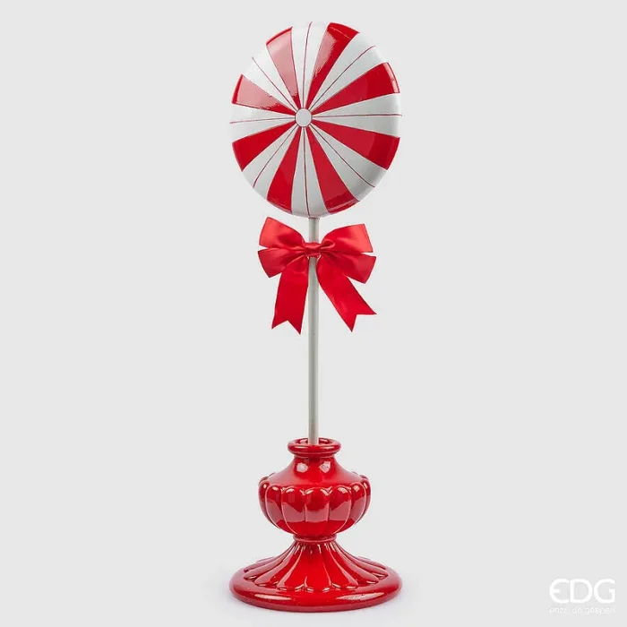 EDG Enzo De Gasperi Decoro Natale Caramella Topiary H 71 Cm L 23 Cm L 26 Cm White Red