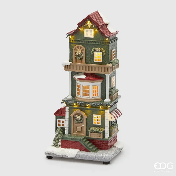 EDG Enzo De Gasperi Decoro Natale Casetta H 36 Cm L 17 Cm L 14,5 Cm Musica Led Green Red Vendita online