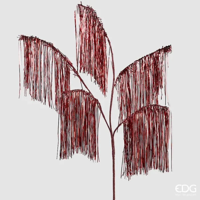 EDG Enzo De Gasperi Decoro Natale Frange Ramo 5 Rami H 125 Cm Red